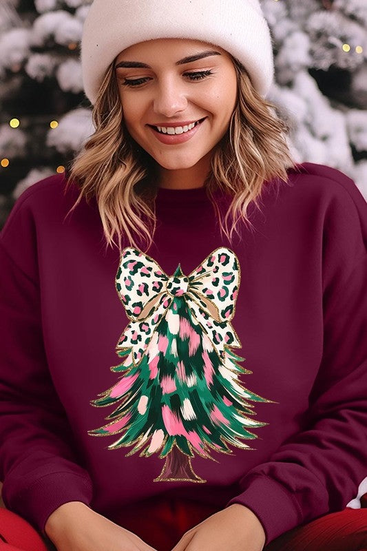 Faux Glitter Colorful Christmas Tree Sweatshirts