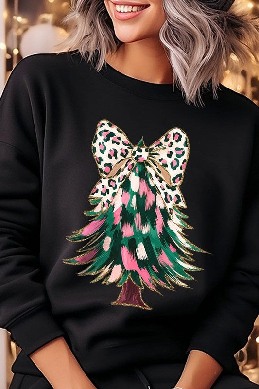 Faux Glitter Colorful Christmas Tree Sweatshirts