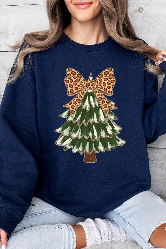 Faux Glitter Colorful Christmas Tree Sweatshirts